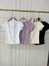 Wide Neck Button Down Lace Detail Tops